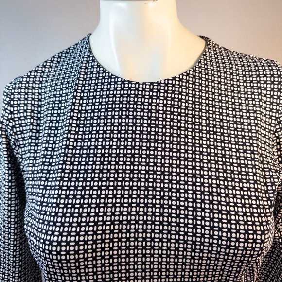 J Mclaughlin Size Medium Dress Black White Print Catalina Pockets Bodycon Casual - Picture 6 of 13